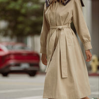 Women’s Nautical Sailor Collar Belted Cotton Trench Coat