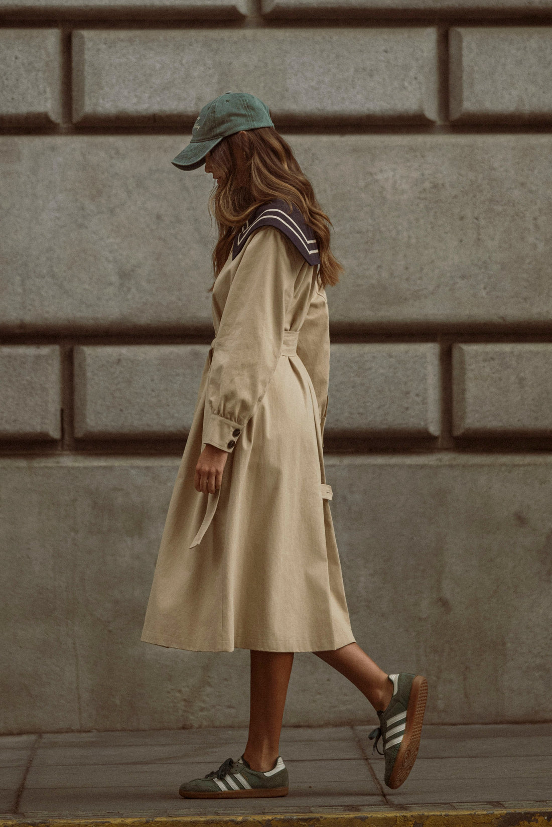 Women’s Nautical Sailor Collar Belted Cotton Trench Coat