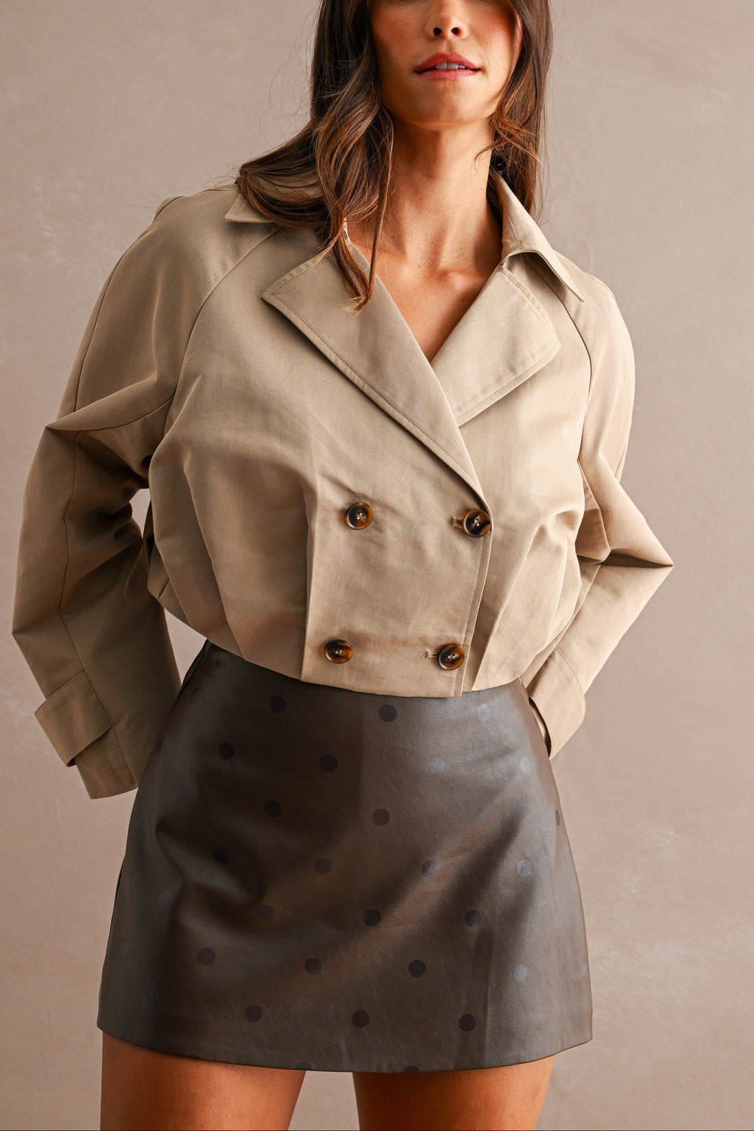 Cropped Double-Breasted Trench Jacket