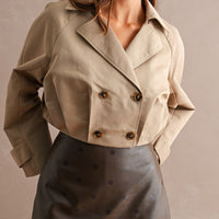 Cropped Double-Breasted Trench Jacket