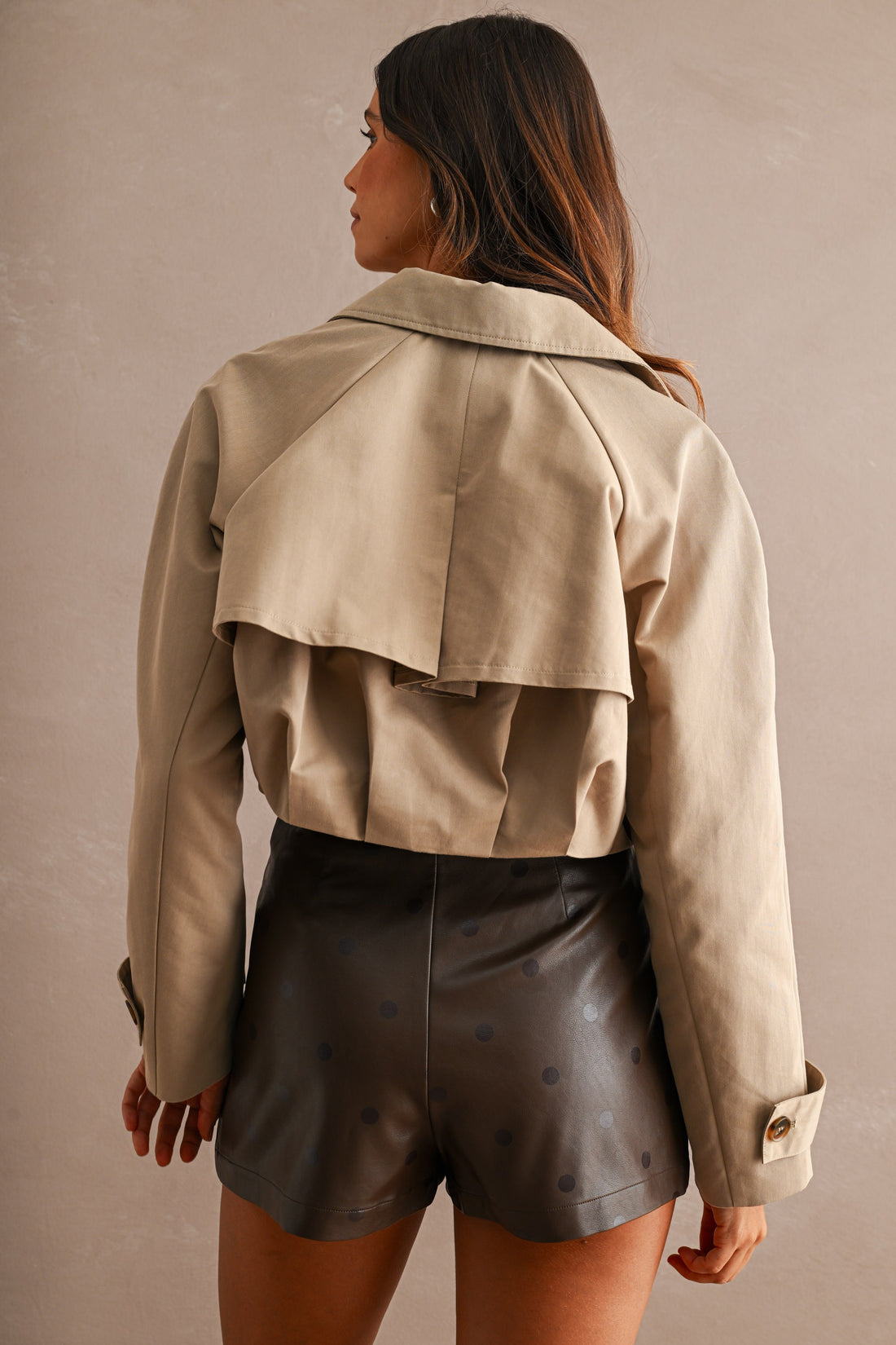 Cropped Double-Breasted Trench Jacket