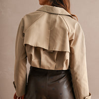 Cropped Double-Breasted Trench Jacket