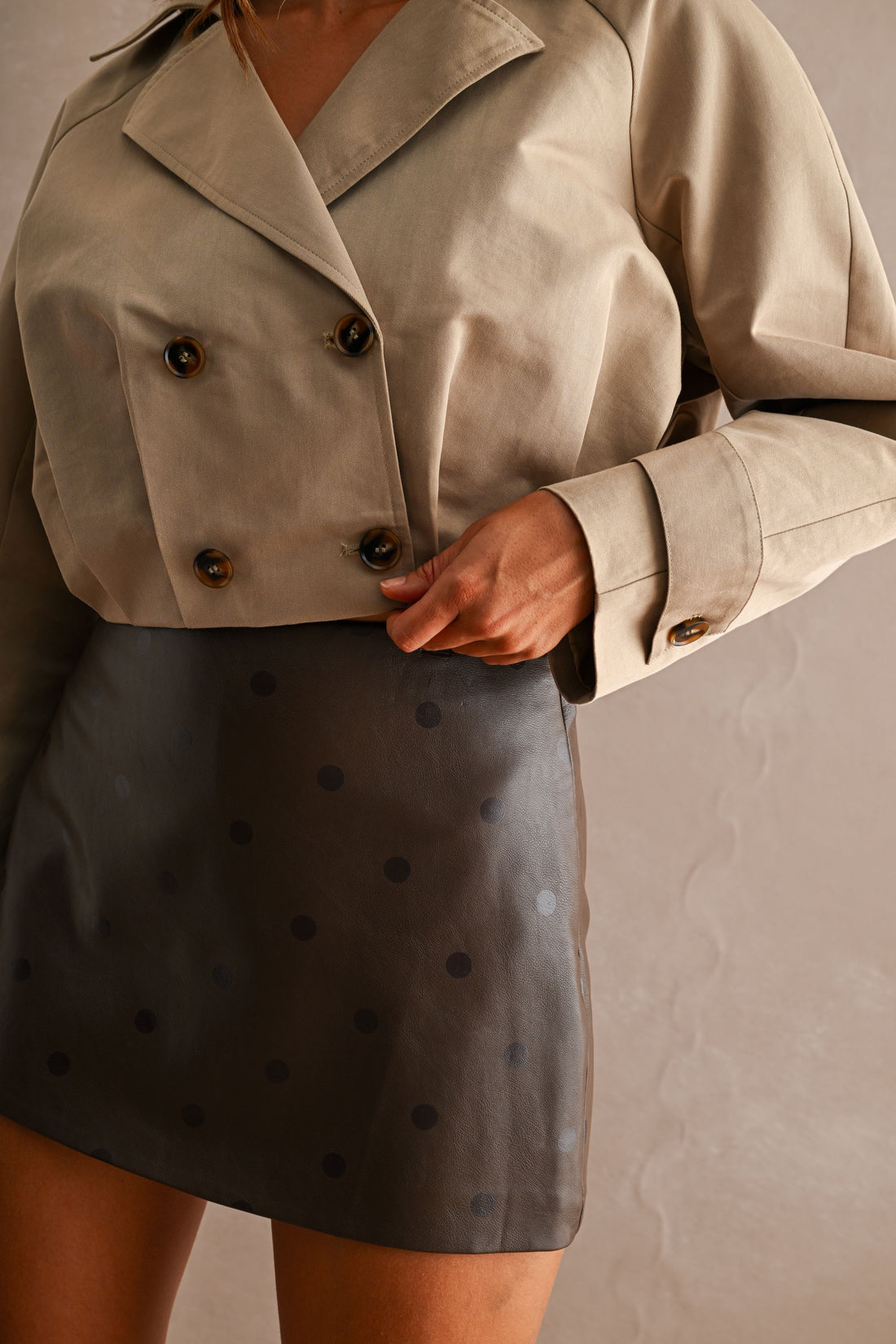Cropped Double-Breasted Trench Jacket