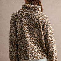 Leopard print sherpa jacket, back view