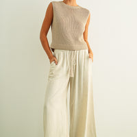 Breezy Smocked Wide Leg Linen Blend Pants