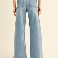 Straight Wide Leg Denim Pants