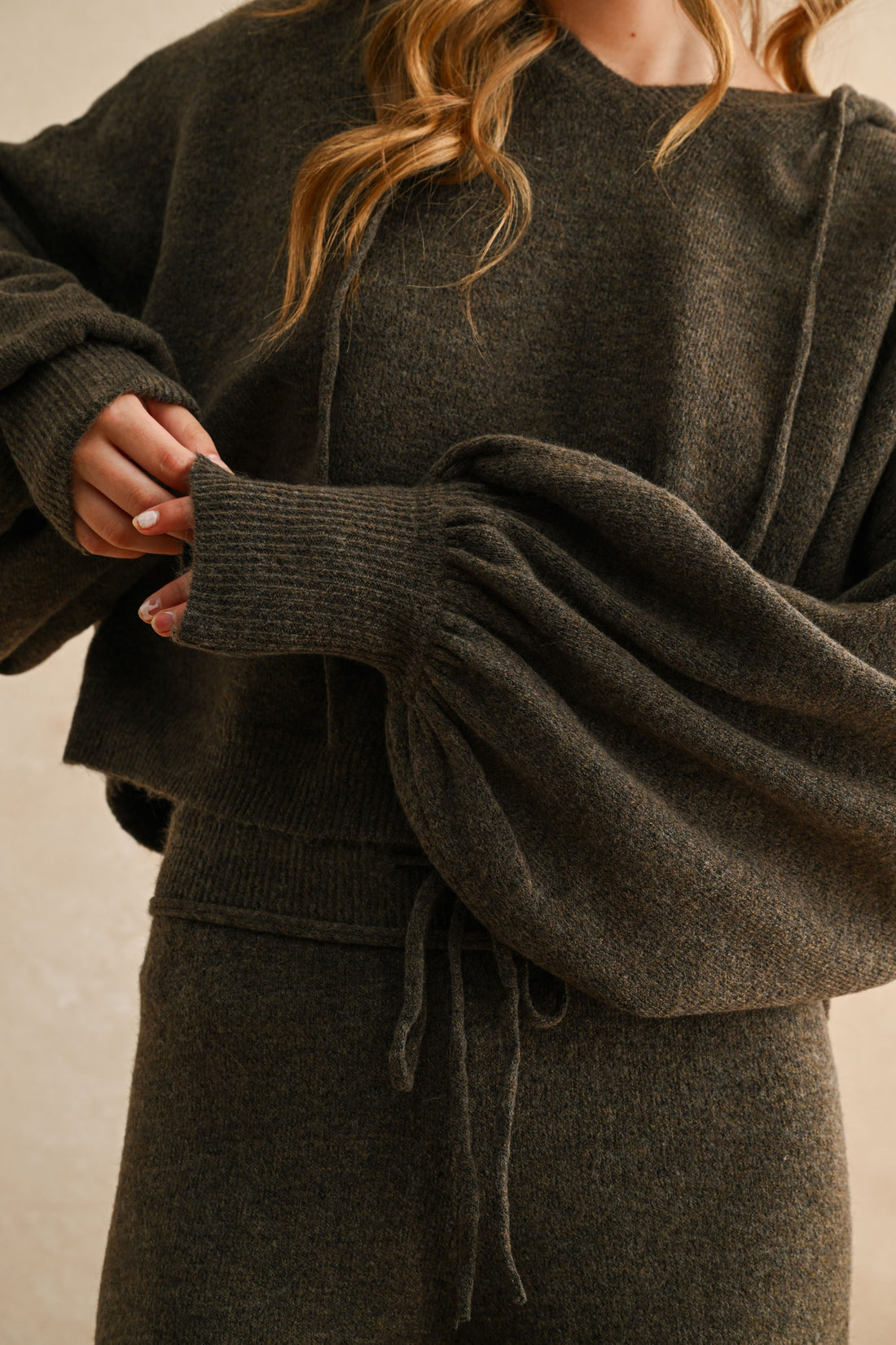 Balloon Sleeve Hoodie Sweater