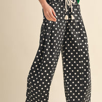 Polka Dot Pleated Barrel Pants