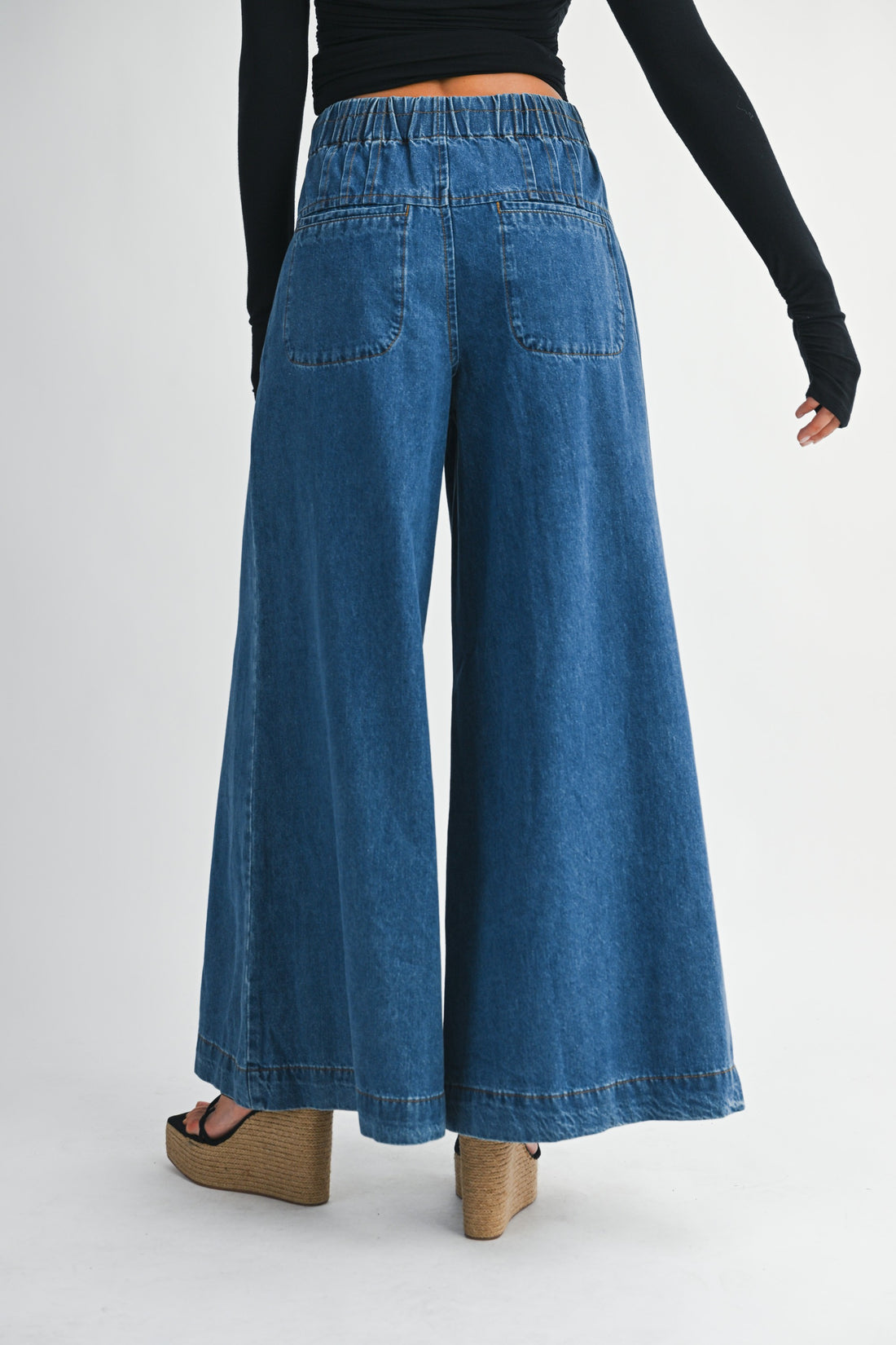 High-Waist Drawstring Wide-Leg Denim