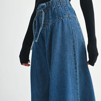 High-Waist Drawstring Wide-Leg Denim