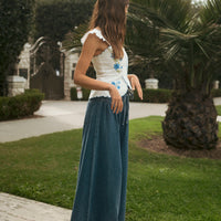 High-Waist Drawstring Wide-Leg Denim