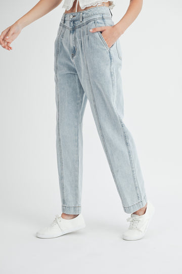 Pleated Detail Denim Jeans