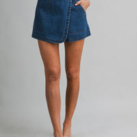 Asymmetrical Wrap Mid Rise Mini Skort