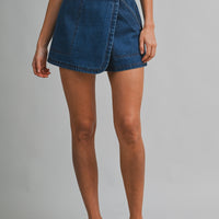 Asymmetrical Wrap Mid Rise Mini Skort