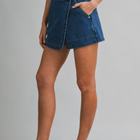 Asymmetrical Wrap Mid Rise Mini Skort