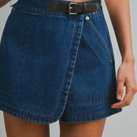 Asymmetrical Wrap Mid Rise Mini Skort