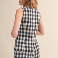 Gingham Button Front Vest & Shorts Set