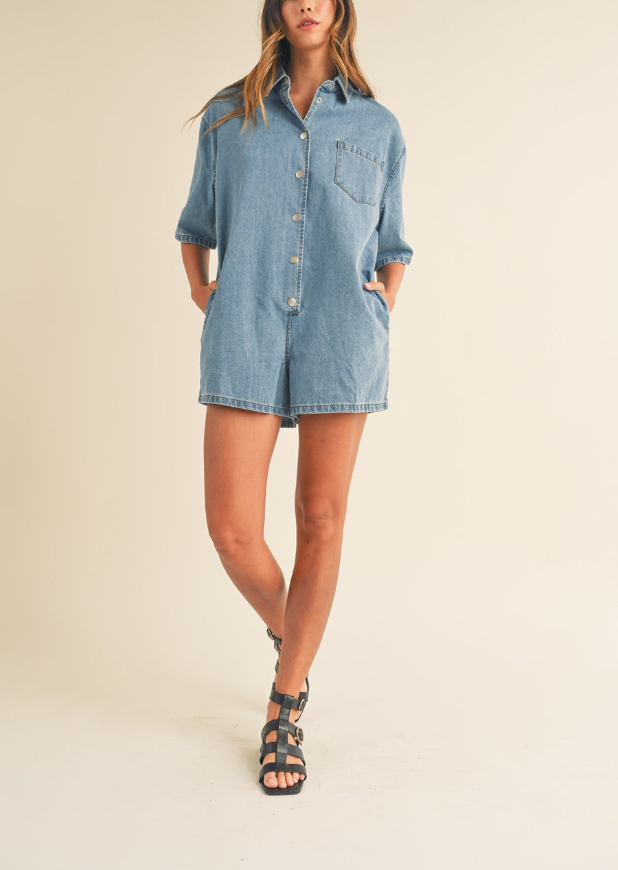 Denim Shirt Romper