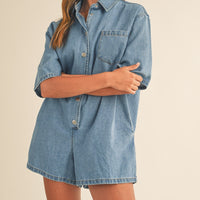 Denim Shirt Romper