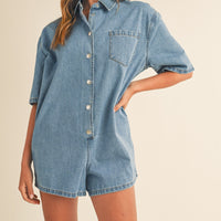 Denim Shirt Romper