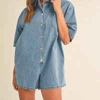 Denim Shirt Romper