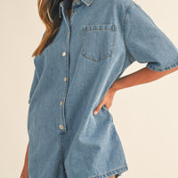 Denim Shirt Romper