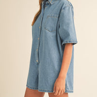 Denim Shirt Romper