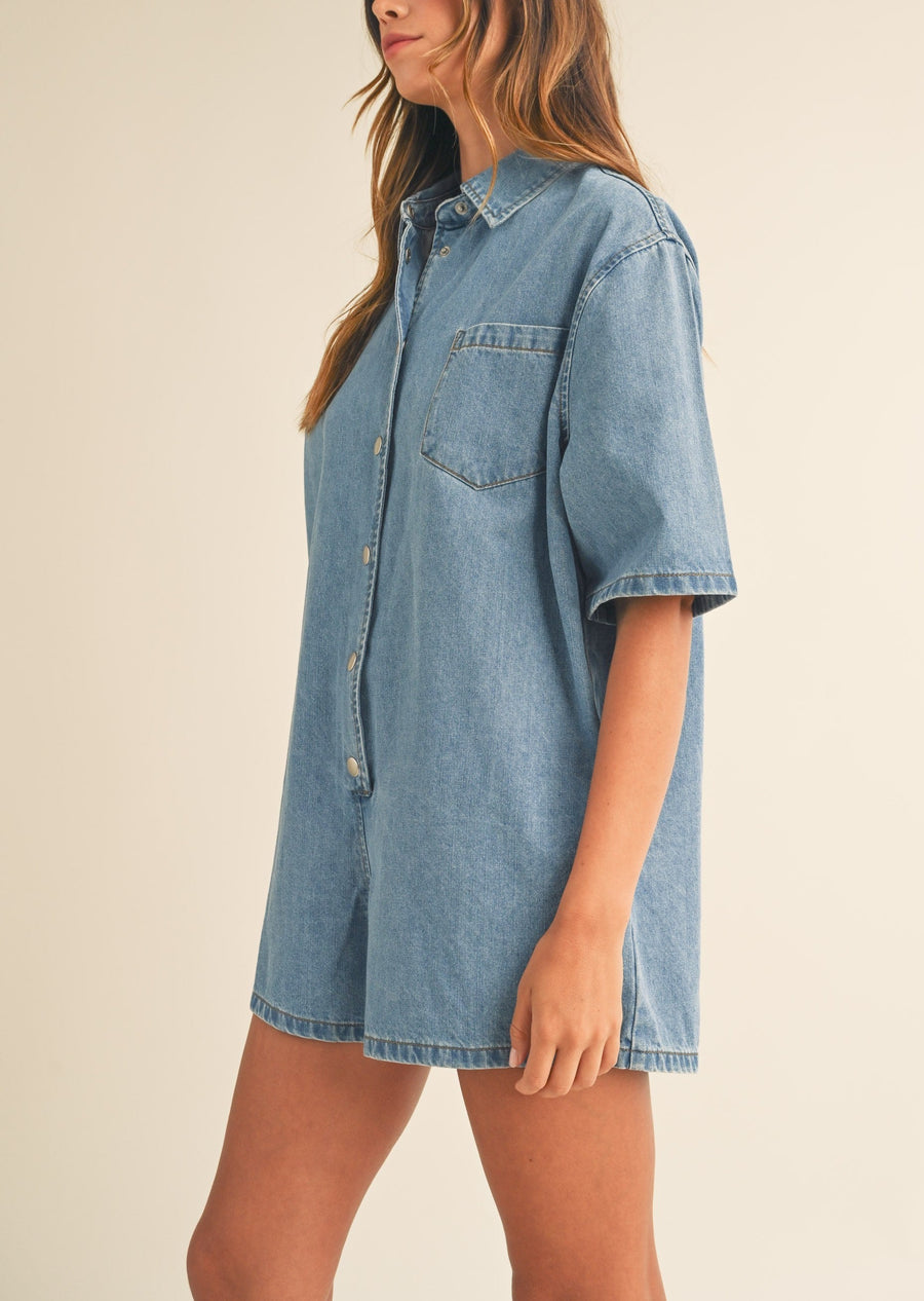 Denim Shirt Romper