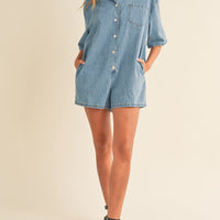 Denim Shirt Romper