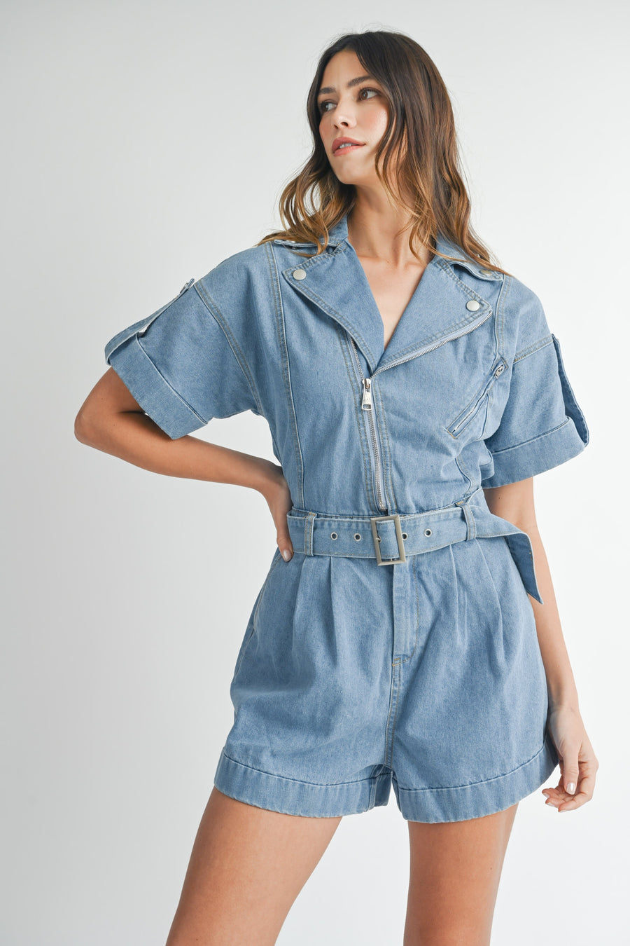 Moto Jacket Denim Romper