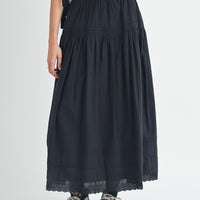 Eyelet Lace Trimmed Maxi Skirt