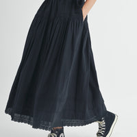 Eyelet Lace Trimmed Maxi Skirt