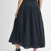 Eyelet Lace Trimmed Maxi Skirt