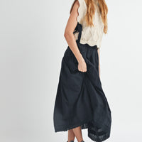 Eyelet Lace Trimmed Maxi Skirt