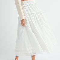 Eyelet Lace Trimmed Maxi Skirt