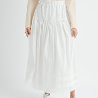 Eyelet Lace Trimmed Maxi Skirt