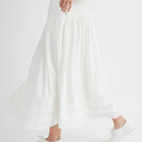 Eyelet Lace Trimmed Maxi Skirt