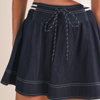 High Waist Drawstring Mini Skort – Sporty Flare Skirt Shorts