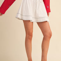 High Waist Drawstring Mini Skort – Sporty Flare Skirt Shorts