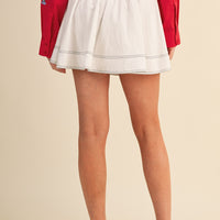 High Waist Drawstring Mini Skort – Sporty Flare Skirt Shorts