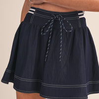 High Waist Drawstring Mini Skort – Sporty Flare Skirt Shorts