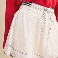 High Waist Drawstring Mini Skort – Sporty Flare Skirt Shorts