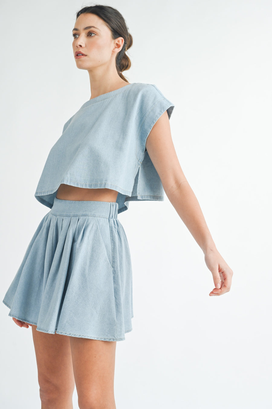 Denim Crop Top & Mini Skirt Set