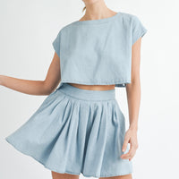 Denim Crop Top & Mini Skirt Set