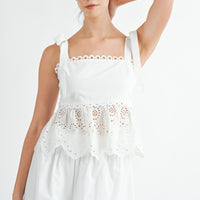 Eyelet Peplum Top & Shorts Set