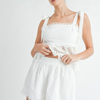 Eyelet Peplum Top & Shorts Set