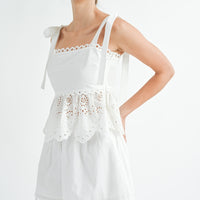 Eyelet Peplum Top & Shorts Set