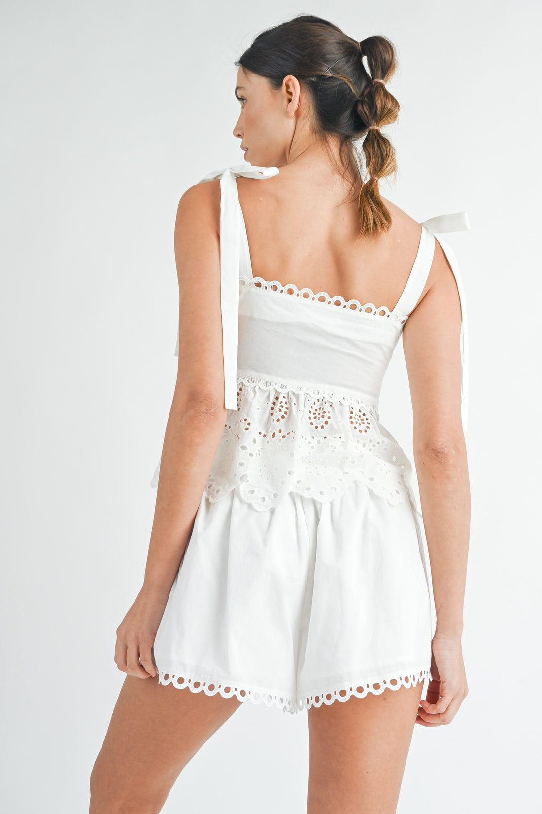 Eyelet Peplum Top & Shorts Set