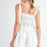 Eyelet Peplum Top & Shorts Set