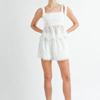 Eyelet Peplum Top & Shorts Set